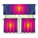 Green Light EDM Geometric Print 3 Piece Kitchen Curtains