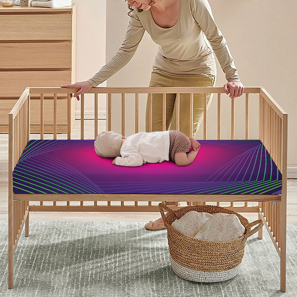 Green Light EDM Geometric Print Baby Crib Sheet