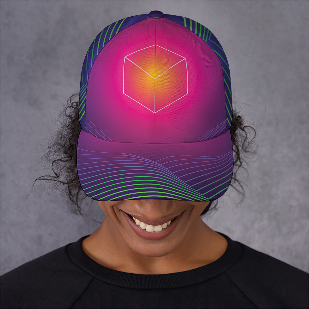 Green Light EDM Geometric Print Baseball Cap