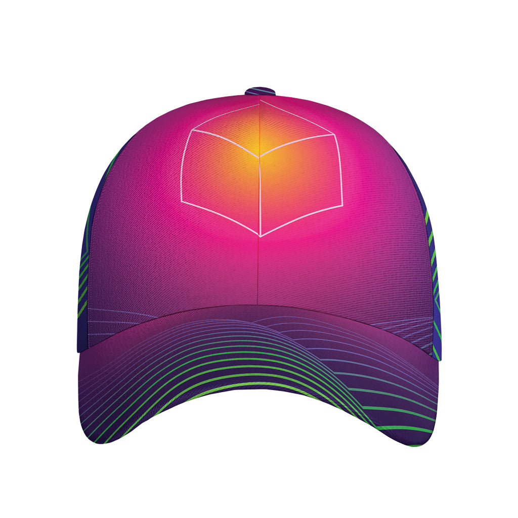 Green Light EDM Geometric Print Baseball Cap