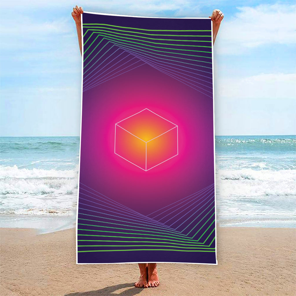 Green Light EDM Geometric Print Beach Towel