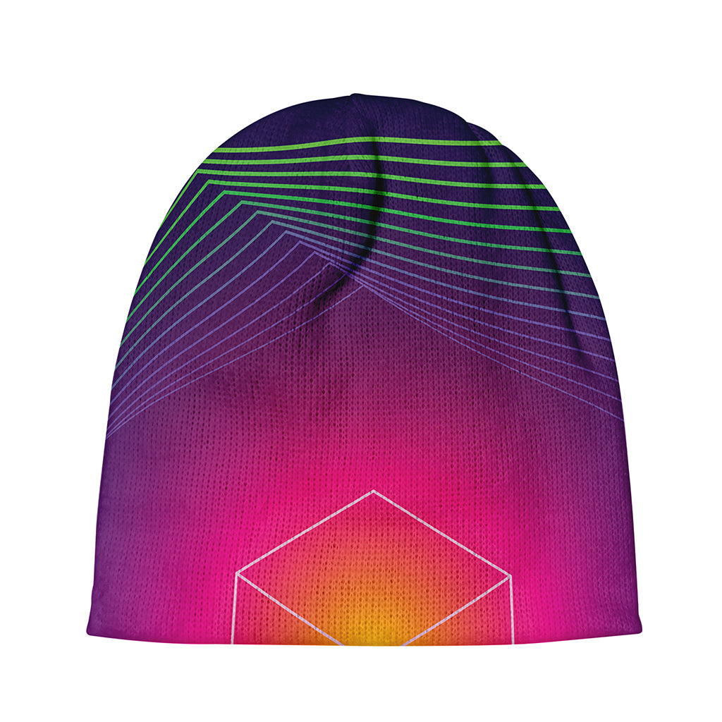 Green Light EDM Geometric Print Beanie