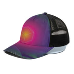 Green Light EDM Geometric Print Black Mesh Trucker Cap