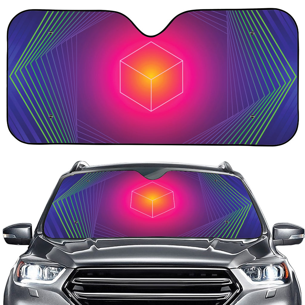 Green Light EDM Geometric Print Car Windshield Sun Shade