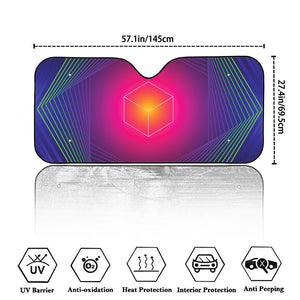 Green Light EDM Geometric Print Car Windshield Sun Shade