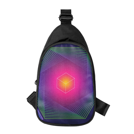 Green Light EDM Geometric Print Chest Bag