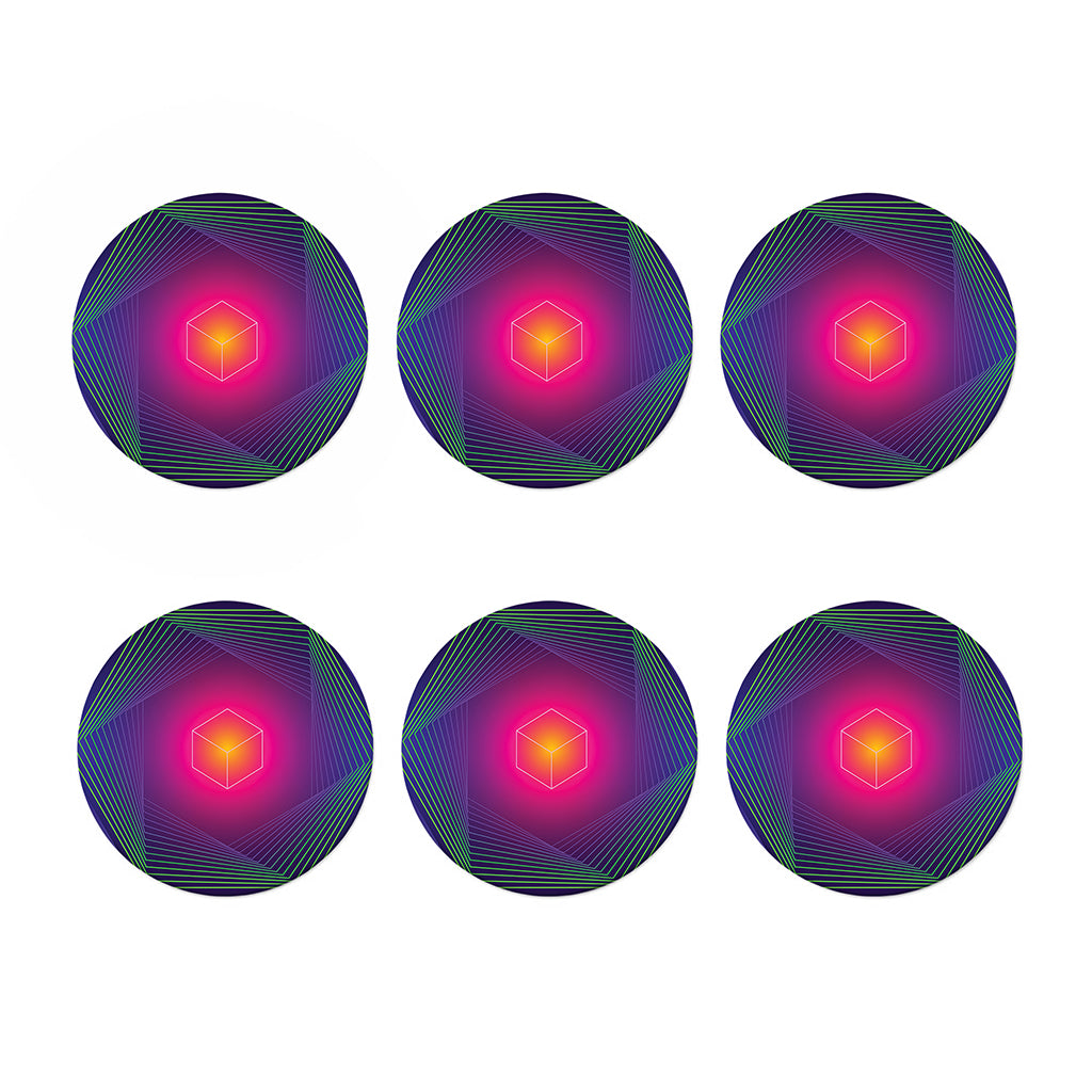 Green Light EDM Geometric Print Coaster Set