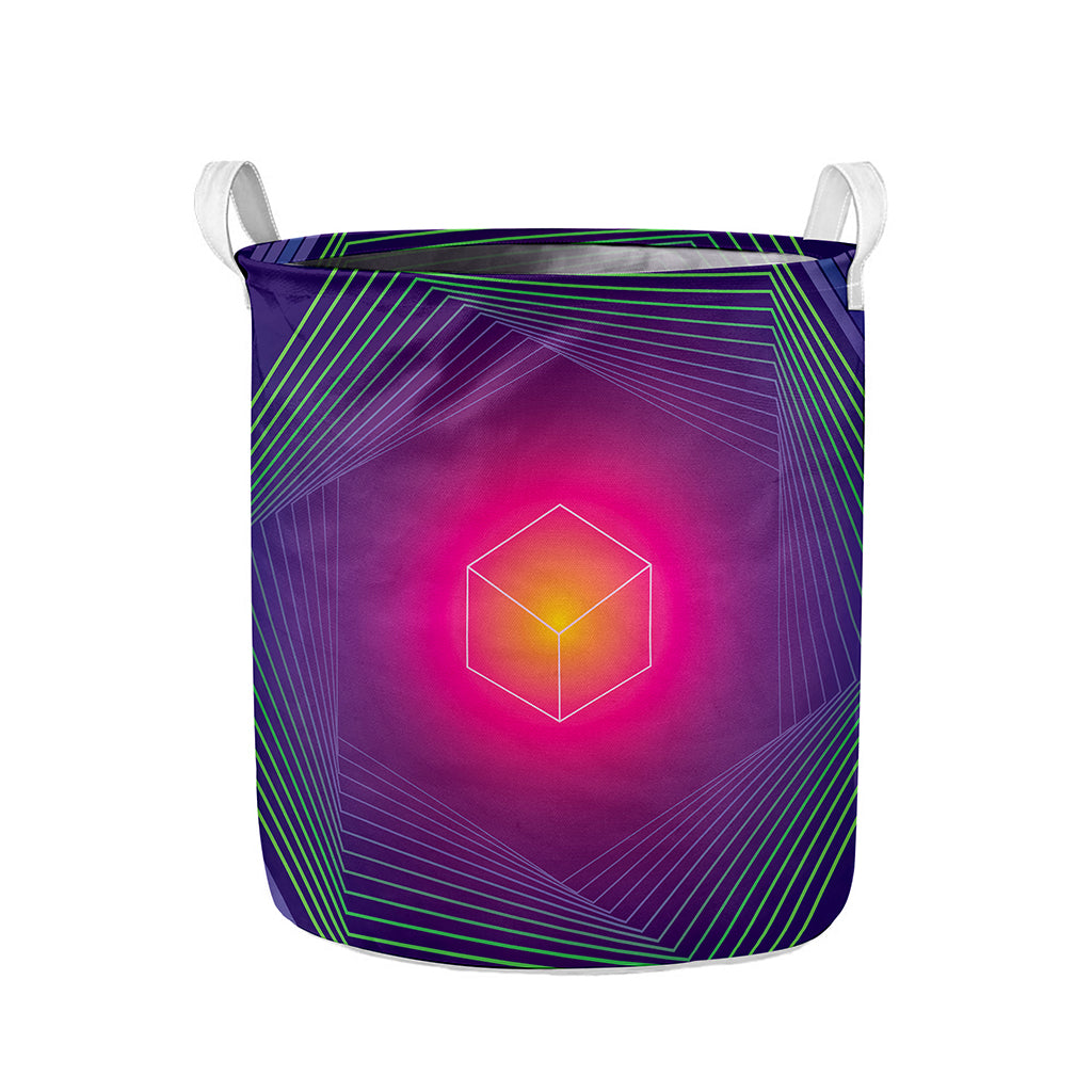 Green Light EDM Geometric Print Collapsible Laundry Basket