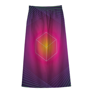 Green Light EDM Geometric Print Cotton Front Slit Maxi Skirt