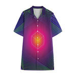 Green Light EDM Geometric Print Cotton Hawaiian Shirt