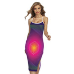 Green Light EDM Geometric Print Cross Back Cami Dress