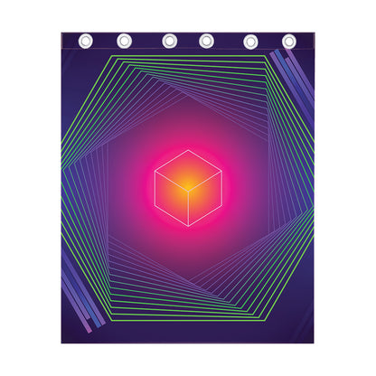 Green Light EDM Geometric Print Curtain