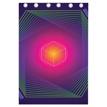 Green Light EDM Geometric Print Curtain