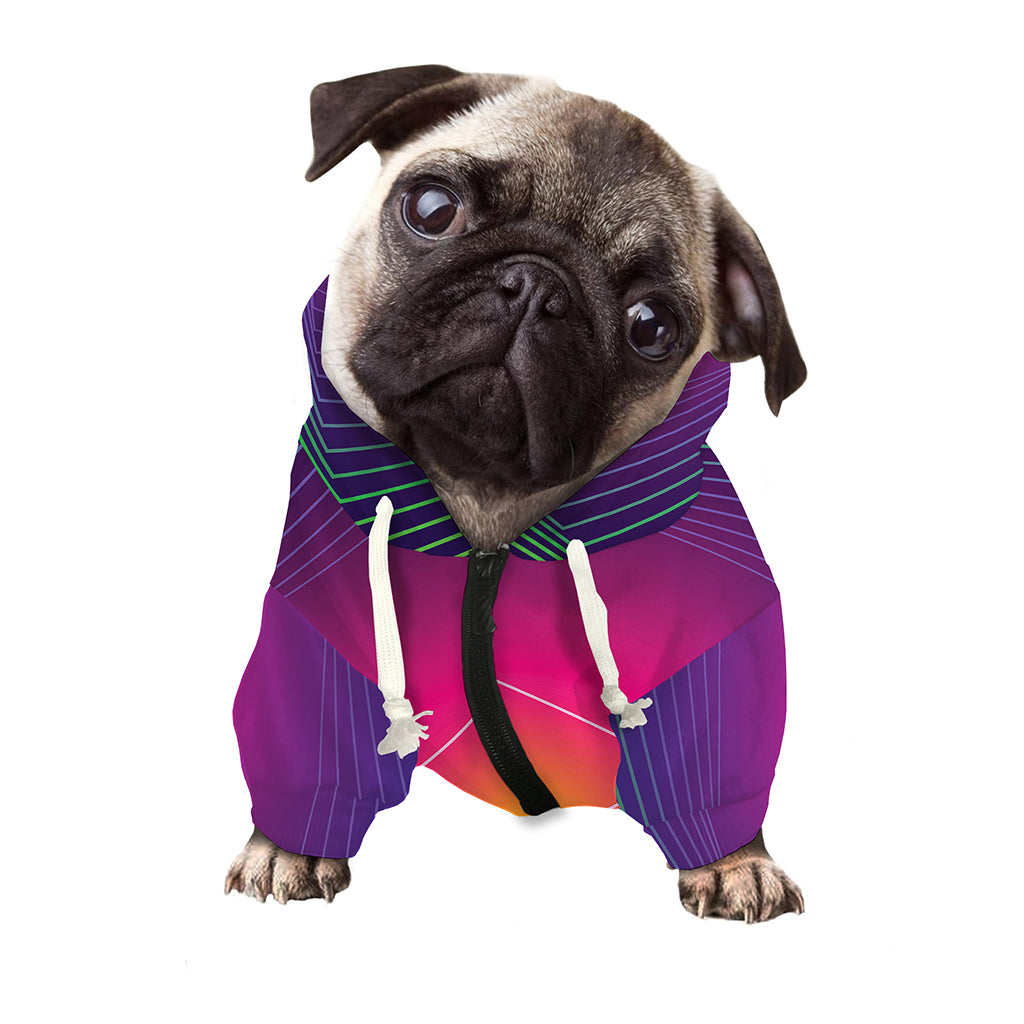 Green Light EDM Geometric Print Dog Zip Up Hoodie