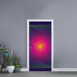 Green Light EDM Geometric Print Door Sticker