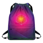 Green Light EDM Geometric Print Drawstring Backpack