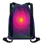 Green Light EDM Geometric Print Drawstring Backpack