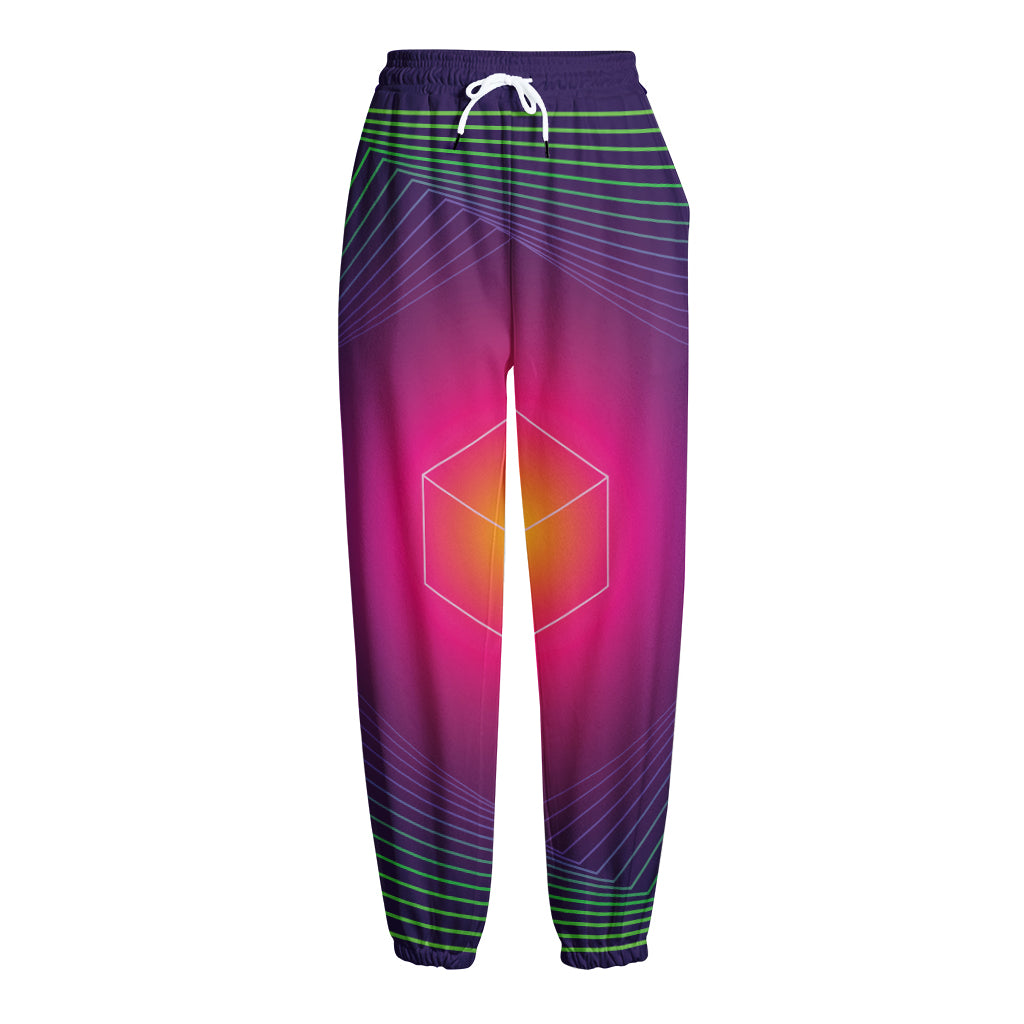 Green Light EDM Geometric Print Fleece Lined Knit Pants