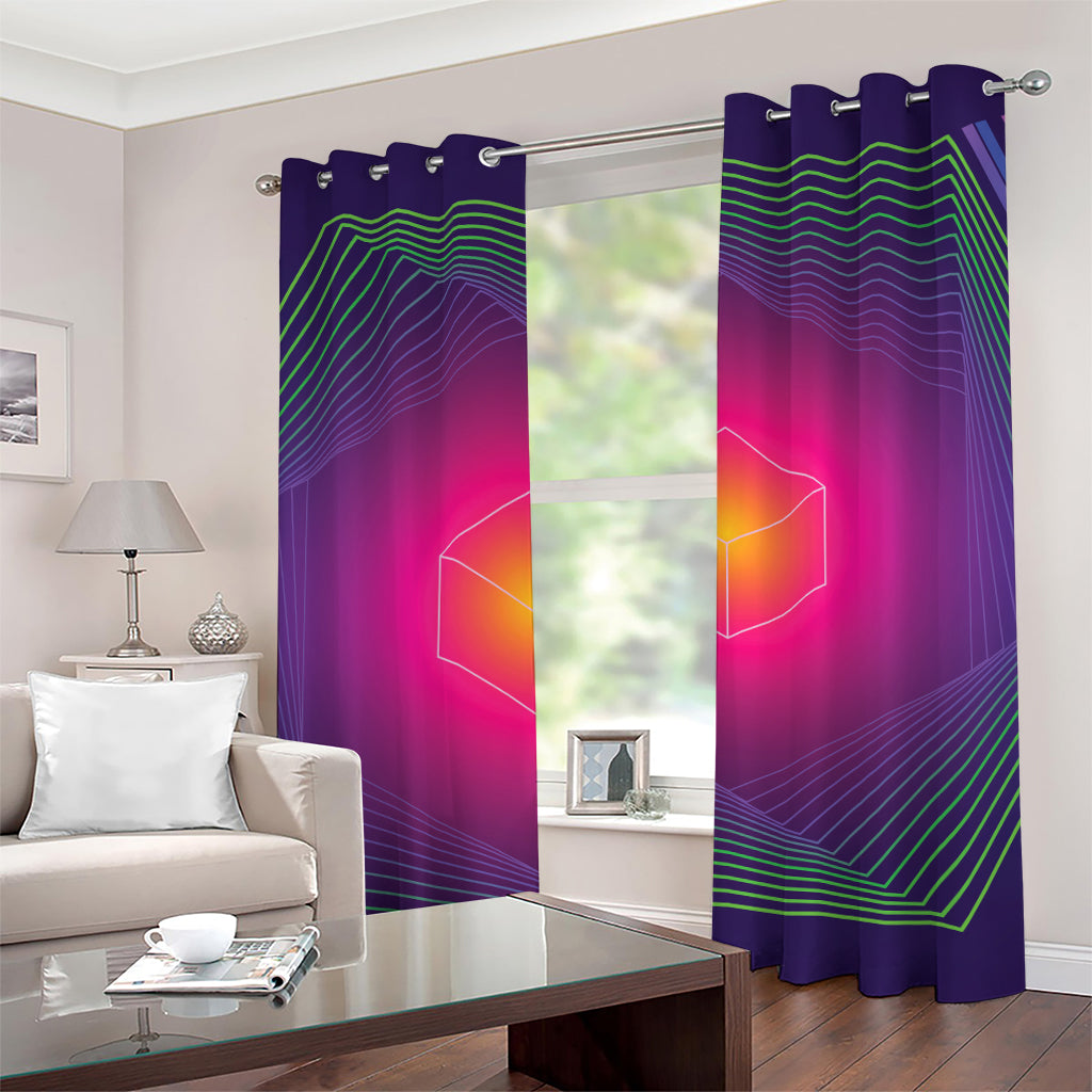 Green Light EDM Geometric Print Grommet Curtains