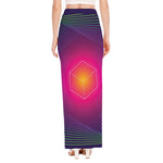 Green Light EDM Geometric Print High Slit Maxi Skirt