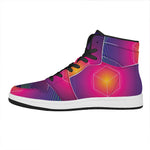 Green Light EDM Geometric Print High Top Leather Sneakers
