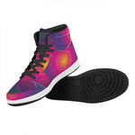 Green Light EDM Geometric Print High Top Leather Sneakers