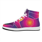 Green Light EDM Geometric Print High Top Leather Sneakers