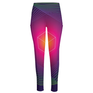 Green Light EDM Geometric Print High-Waisted Pocket Leggings