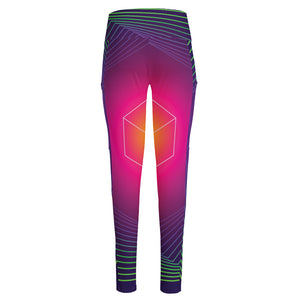 Green Light EDM Geometric Print High-Waisted Pocket Leggings