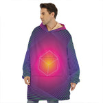 Green Light EDM Geometric Print Hoodie Blanket