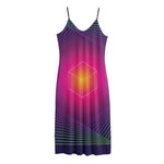 Green Light EDM Geometric Print Jersey Midi Cami Dress