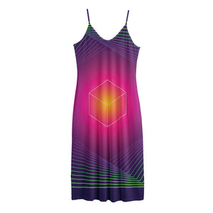 Green Light EDM Geometric Print Jersey Midi Cami Dress