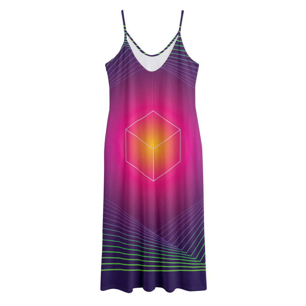 Green Light EDM Geometric Print Jersey Midi Cami Dress