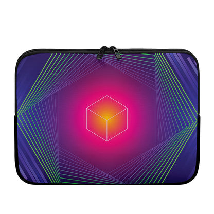 Green Light EDM Geometric Print Laptop Sleeve
