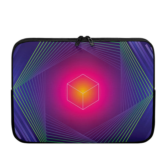 Green Light EDM Geometric Print Laptop Sleeve