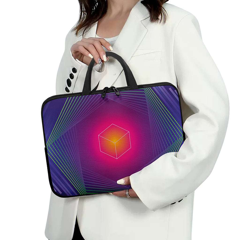 Green Light EDM Geometric Print Laptop Sleeve With Handle