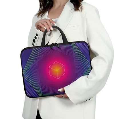 Green Light EDM Geometric Print Laptop Sleeve With Handle