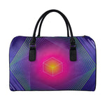 Green Light EDM Geometric Print Leather Duffle Bag