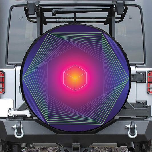 Green Light EDM Geometric Print Leather Spare Tire Cover