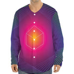 Green Light EDM Geometric Print Long Sleeve Baseball Jersey