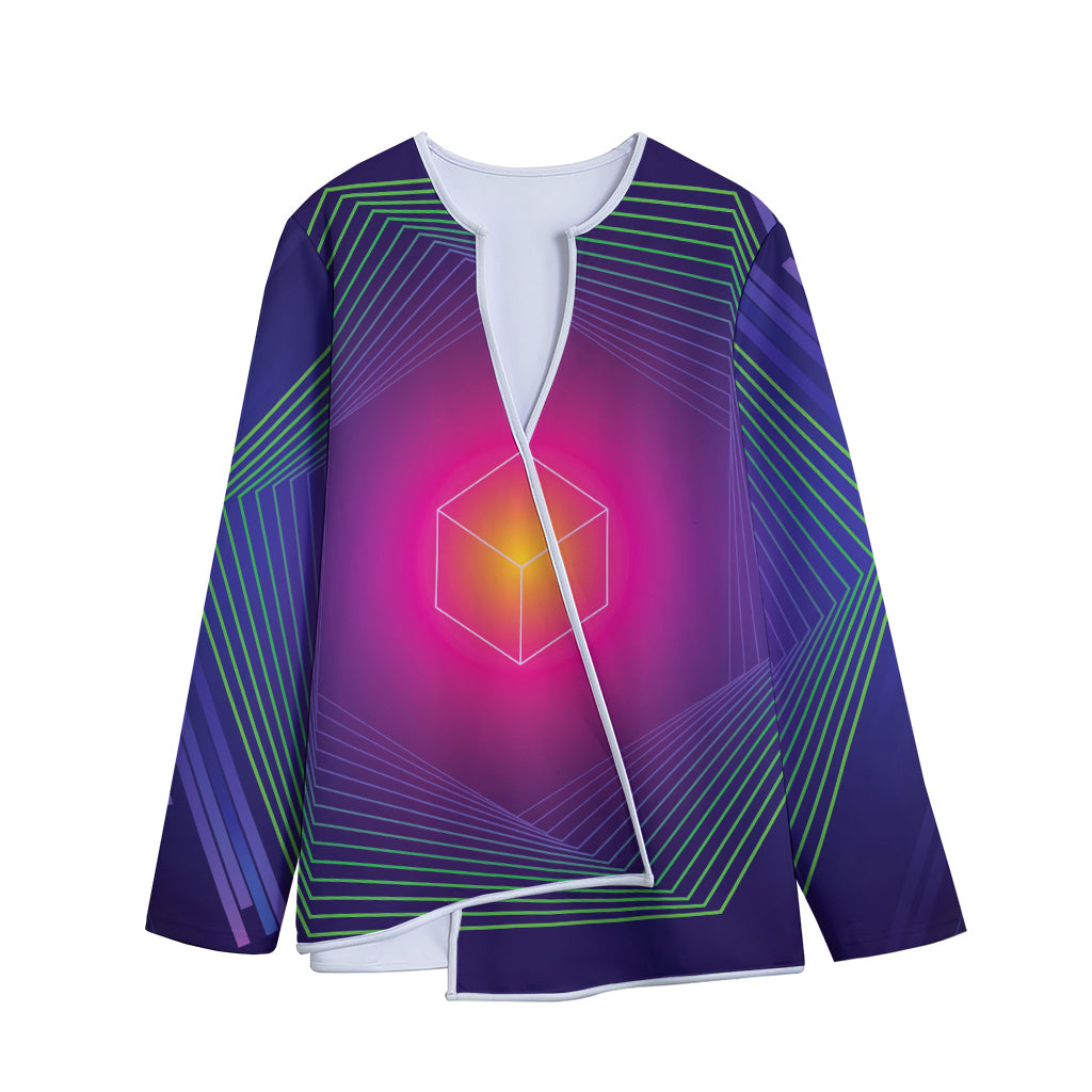 Green Light EDM Geometric Print Long Sleeve Short Coat