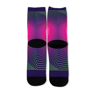 Green Light EDM Geometric Print Long Socks