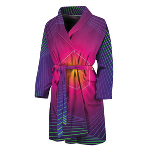 Green Light EDM Geometric Print Men's Bathrobe