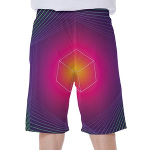 Green Light EDM Geometric Print Men's Beach Shorts