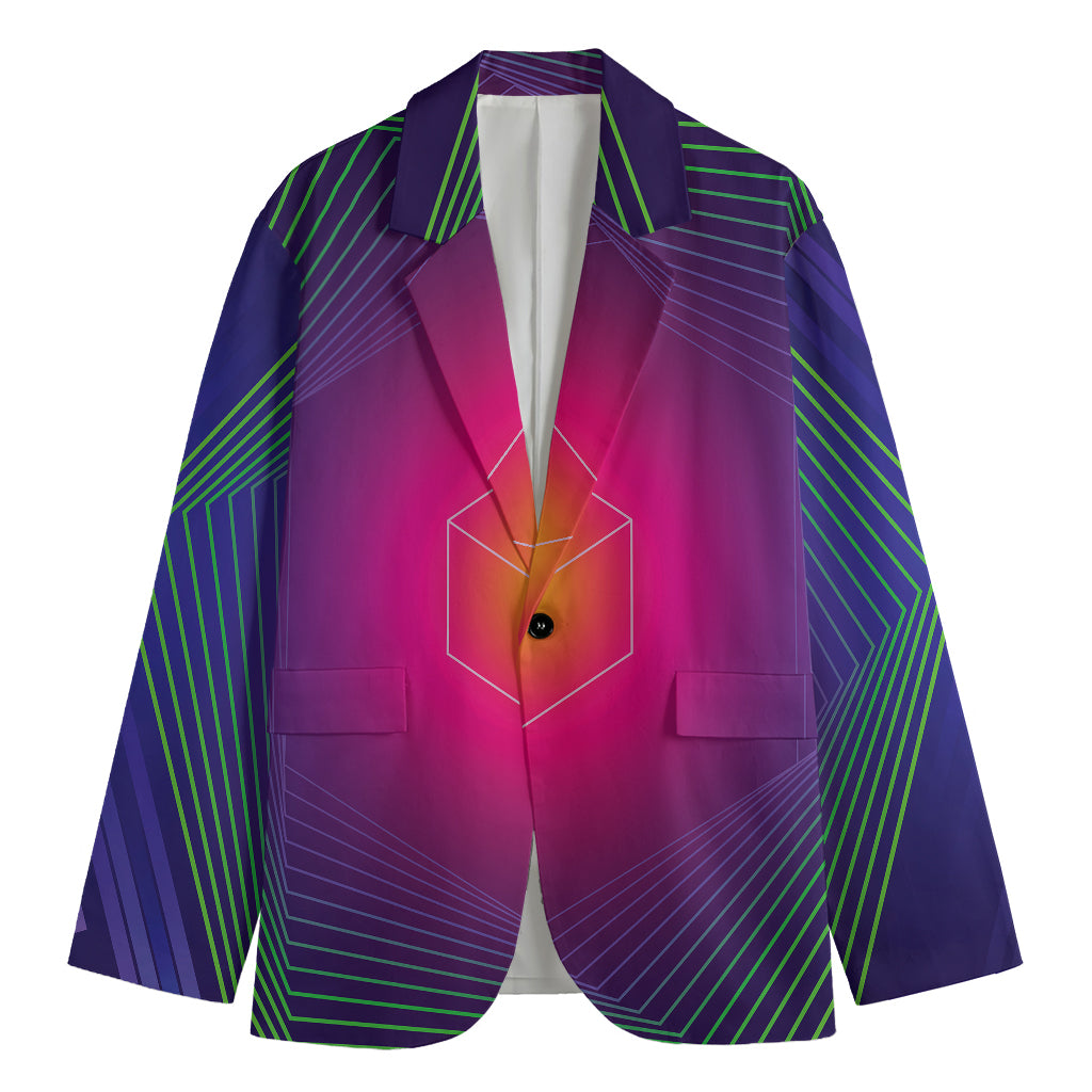 Green Light EDM Geometric Print Men's Blazer