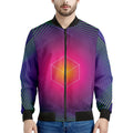 Green Light EDM Geometric Print Men's Bomber Jacket