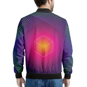 Green Light EDM Geometric Print Men's Bomber Jacket