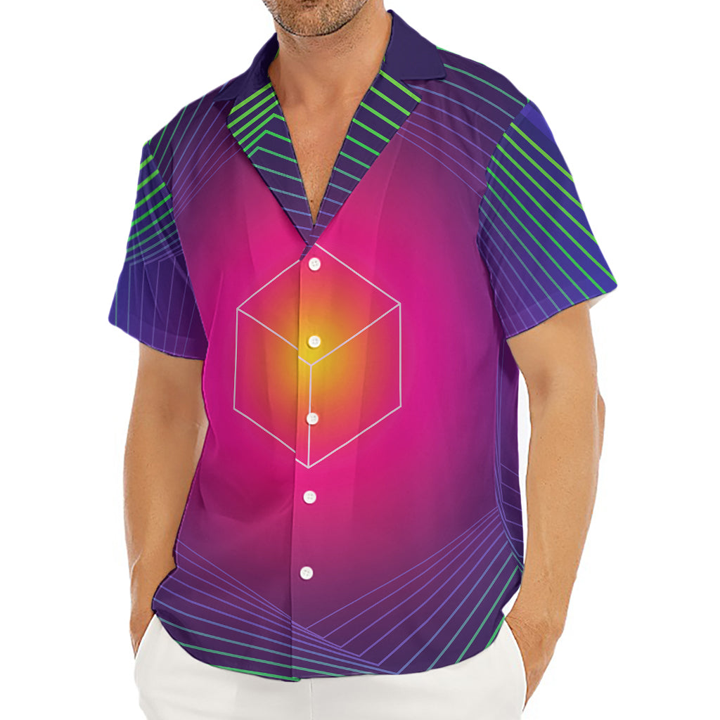 Green Light EDM Geometric Print Men's Deep V-Neck Shirt