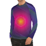 Green Light EDM Geometric Print Men's Long Sleeve Rash Guard