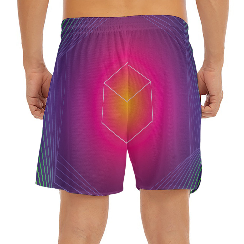 Green Light EDM Geometric Print Men's Split Running Shorts